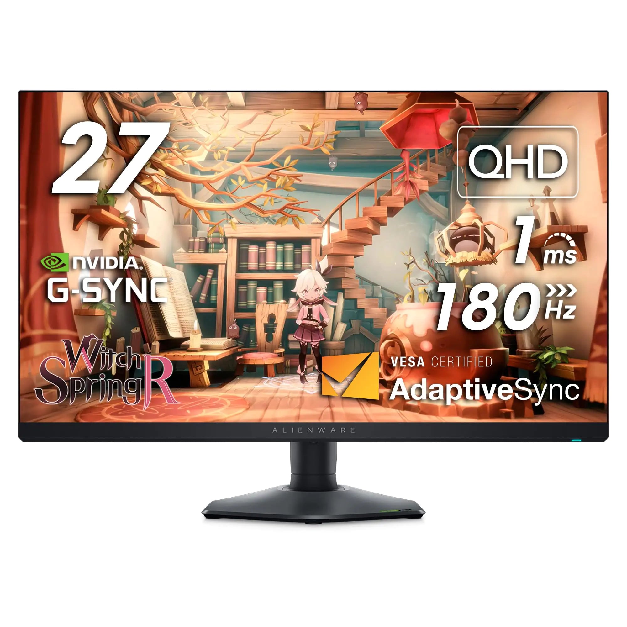 Alienware AW2724DM Gaming Monitor - 27" QHD 180Hz w Overclock AMD FreeSync Premium Pro NVIDIA G-SYNC VESA Display - BlackBlack/Silver (Renewed)