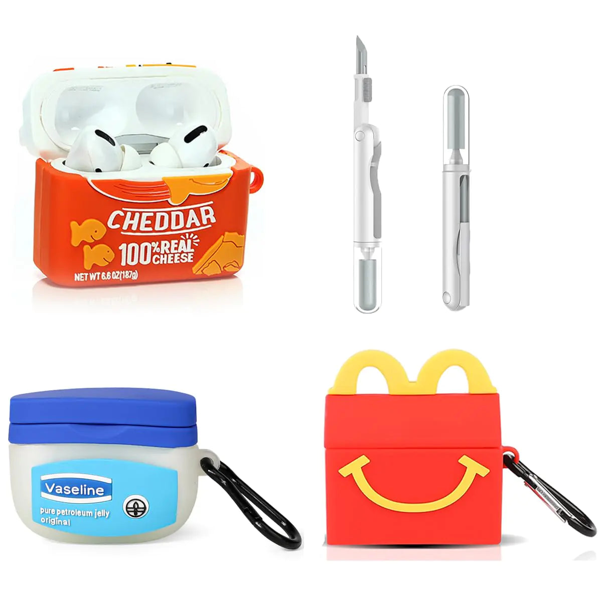 (3Pack) Case for AirPods Pro 2nd/1st Generation with Cleaning kit XMBYGY Cute Skin Design Silicone Cartoon Charging Case Protective Covers with Keychain for AirPods Pro 2/Pro Earbuds (G+F+M)