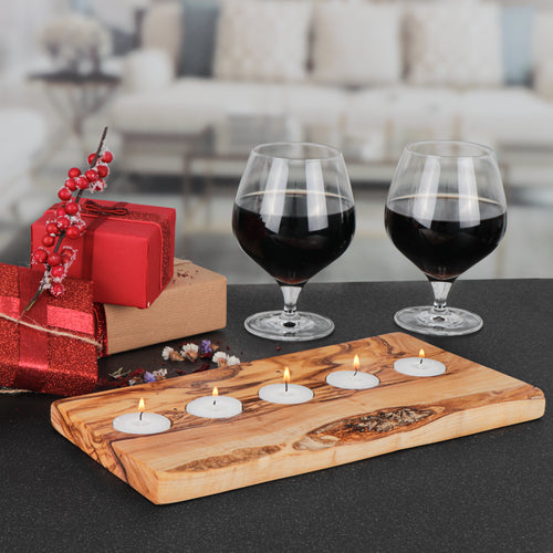 Tealight Candle Tray in Olive Wood – A Cozy, Handcrafted Accent